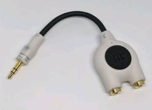 Monster Cable Auxilliary 2 Way Splitter 5.5 inch White/Black Gold Plated Tested - Picture 1 of 6