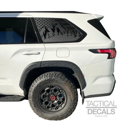 USA Flag w/ Mountain outdoor scene Decal for Toyota Sequoia 2023-2024 sticker - Image 1 of 4