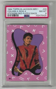 1984 Topps Michael Jackson Sticker ser 1 col 3 row 4 red puzzle Graded PSA 8 - Picture 1 of 2