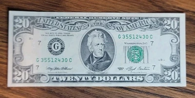Old vintage 1993 series G twenty dollar bill.  Almost Uncirculated Condition - Image 1 of 4