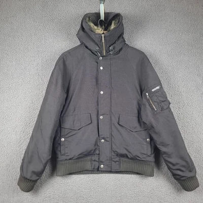 Vintage WOOLRICH Jacket Mens M Medium Black Bomber Parka Hooded Insulated 90s - Image 1 of 4
