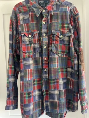 Ralph Lauren Woodsman Patchwork Flannel Lg Leather/cotton  - Image 1 of 4