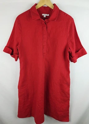 Vestido para mujer Chico talla 2,5 EE. UU. 14 rojo cuello popover lino bolsillos Foto 1 de 4