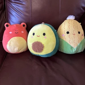 Set of 3 Squishmallow Plush Conrad Corn, Obu Red Frog (No Tag), Austin Avocado - Picture 1 of 10