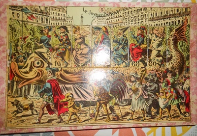 jeu jouet ancien loto du rire carton chromo complet jeton XIX le joyeux carnaval - Photo 1/2