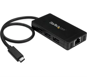 StarTech 3-Port USB 3.0 Hub with USB-C And Gigabit Ethernet and Power Adapter - Picture 1 of 15
