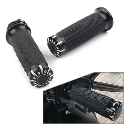 1" Handlebar Hand Grips For Harley Dyna Sportster XL883 1200 Softail 96-17 Black - Image 1 of 4
