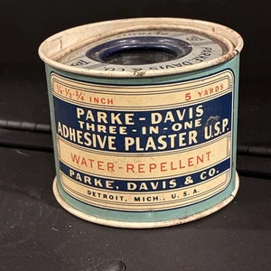 PARKE DAVIS INTONACO ADESIVO antico vintage latta DETROIT Mich USA - Foto 1 di 5