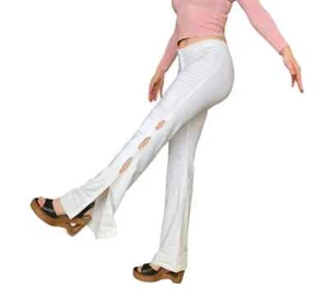 Pantalones acampanados blancos de tiro bajo Koji Yohji Y2K de colección con joyas tachuelas recortadas XS/S - Imagen 1 de 3