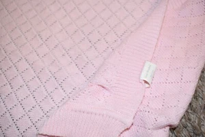 K5 !WOW! Vintage LITTLE WONDERS Pink Cotton Diamond Sweater Crib Baby Blanket - Picture 1 of 4