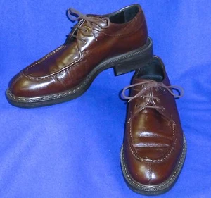 BACCO BUCCI MENS SHOES 8.5 M ITALIAN MOC TOE DERBY OXFORD LEATHER EXCELLENT - Picture 1 of 7