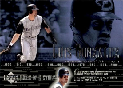 2002 Upper Deck Piece of History Luis Gonzalez Arizona Diamondbacks #62 - Image 1 of 2