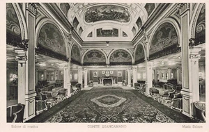 Salone di musica - Conte Biancamano - Lloyd Sabaudo Postcard - Picture 1 of 2