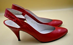 Evan Picone Red Sling 8.5M Heels - Picture 1 of 9