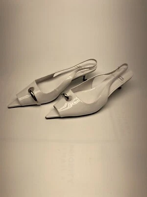 Jeffrey Campbell Mujer Cirques Punta Punta Gatito Tacón Bomba Blanco Patente Talla 10 Foto 1 de 4