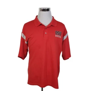 NCAA OSU Buckeyes Mens Polo Shirt Red Gray Short Sleeve Stretch Size XL - Picture 1 of 11
