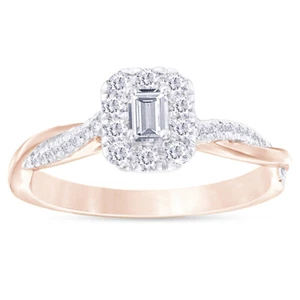 3/8 CT CERTIFIED Multi-Shaped Diamond Frame Twist Engagement in 10K Rose Gold - Picture 1 of 16