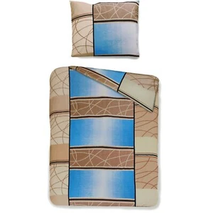 Biber Bettwäsche Bettgarniur 100% Baumwolle 135x200 80x80cm Reißverschluss camel - Bild 1 von 4