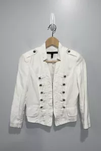 White House Black Market size 00 women’s military style jacket white - Picture 1 of 16
