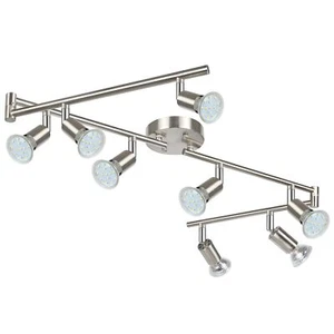 Led 8 Light Track Lighting Kit Matt Nickel 8 Way Ceiling Spot Lighting Flexibly - Picture 1 of 7