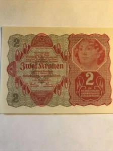 1922 - 2 KRONEN - ÖSTERREICHISCHE UNZIRKULIERTE UNI-GESICHTIGE BANKNOTE - Bild 1 von 3