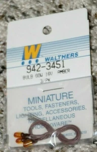 WALTHERS 942-3451 Bulb 60W 16V AMBER 3/Pack - Picture 1 of 1