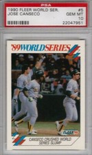1990 FLEER WORLD SERIES #5 JOSE CANSECO PSA 10 - POP 9!!! - Rickey Henderson HOF