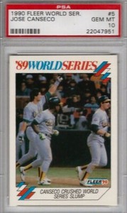 1990 FLEER WORLD SERIES #5 JOSE CANSECO PSA 10 - POP 9!!! - Rickey Henderson HOF