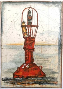Kunstdruck - "Wegetonne 24" (rot) - von OLE WEST - (128) - Bild 1 von 1