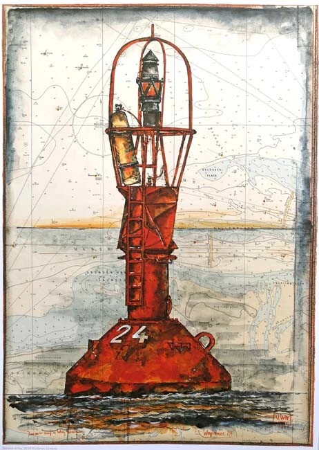 Kunstdruck - "Wegetonne 24" (rot) - von OLE WEST - (128) - Bild 1 von 1