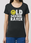 Womens Old School Raver  T-Shirt 80`s 90`s Acid House DJ Music Dance Gift