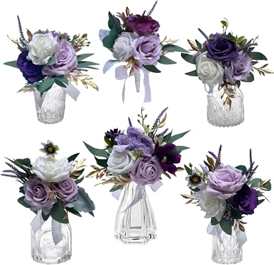 Set of 6 Assorted Flower Centerpieces Mini Floral Wedding Flowers Set for Weddin - Image 1 of 4