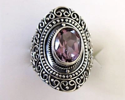 Anillo Artesanal Amatista Rosa de Francia / Talla 6 / Plata de Ley 925 2,5 quilates, 7,2 g Foto 1 de 4