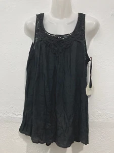 Knox Rose Women’s Blouse Black Crochet Lace Boho Sleeveless Rayon Lightweight S - Picture 1 of 9