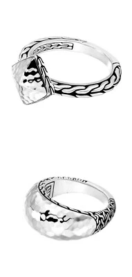 Anillo clásico de plata esterlina martillado y cúpula JH talla 7 (2 anillos) Foto 1 de 4