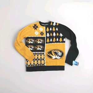 Yellow Missouri Tigers Knitted Fair Isle Crew Neck Pullover Size XL - Picture 1 of 4