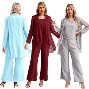DE Damen Festlich Chiffon Anzug Anzughose Brautmutter Hosenanzüge für Hochzeit - Bild 1 von 57