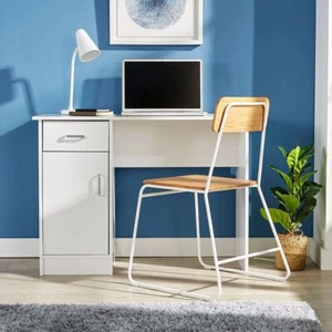 White Desk 1 Drawer 1 Door Compact Computer Workstation Home Office Table Tyler - Picture 1 of 6