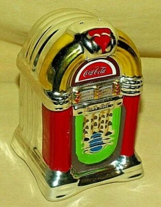 COKE SALT PEPPER SHAKER COCA COLA JUKEBOX 2 PC STOPPERS USED ROCK N ROLL SONG* - Picture 1 of 8