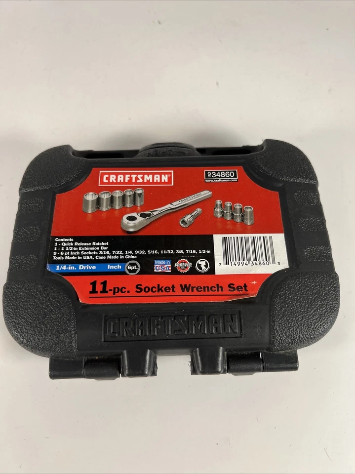 Craftsman 934860 6 Point Standard 1/4" Socket Wrench Set, 11 Pieces