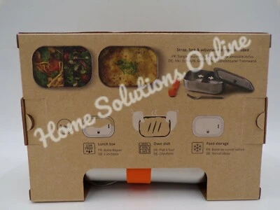 Pottery Barn Teen Black & Blum Stainless Steel Lunch Box 7.5x 2.5" Orange #A59