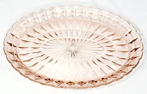 Plato ovalado rosa Windsor vintage Jeannette Glass Company 11" diamante - Imagen 1 de 5