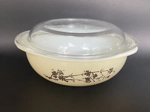 Vintage PYREX Golden Branch 024 2-QT Bowl Round Base Casserole Dish 1959 w Lid - Picture 1 of 6