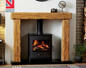 Fireplace 4"x8" Mantelpiece Surround Solid Oak Rustic Handmade Farmhouse Beam 