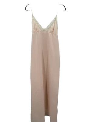 VTG Sears Pink Satin Long Nightgown Sleeveless Lace Trim Lingerie Size 34 - Image 1 of 4