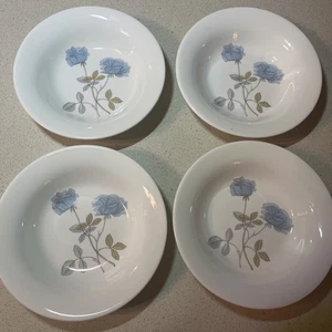 Wedgwood England ICE ROSE 7 3/4” Rimmed Soup Bowls Set Of 4 - Picture 1 of 6