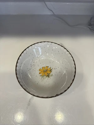 Vtg Soup Salad Bowl Flowers Stoneware Japan Yellow Flower Daisy 70s Replacement - Image 1 of 4