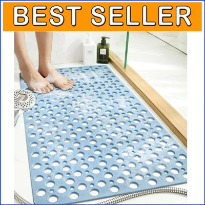 Blue Anti-Slip Bath Mat 47” x 31” with Big Suction Cups for Ultimate Protection - Image 1 of 4