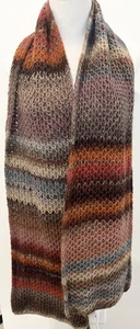 Hand Knit Wool Scarf Wrap Multicolored Made In Germany - Picture 1 of 11