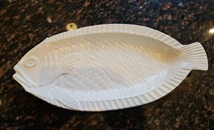 Plato para servir pescado blanco 9375 cerámica vintage EE. UU. 18" a prueba de horno - Imagen 1 de 11